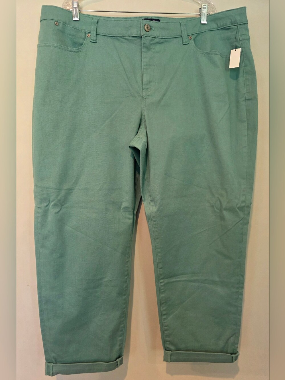 Talbots Plus Size 22W Simply Flattering Collection Boyfriend Style Green Jeans - Picture 2 of 11